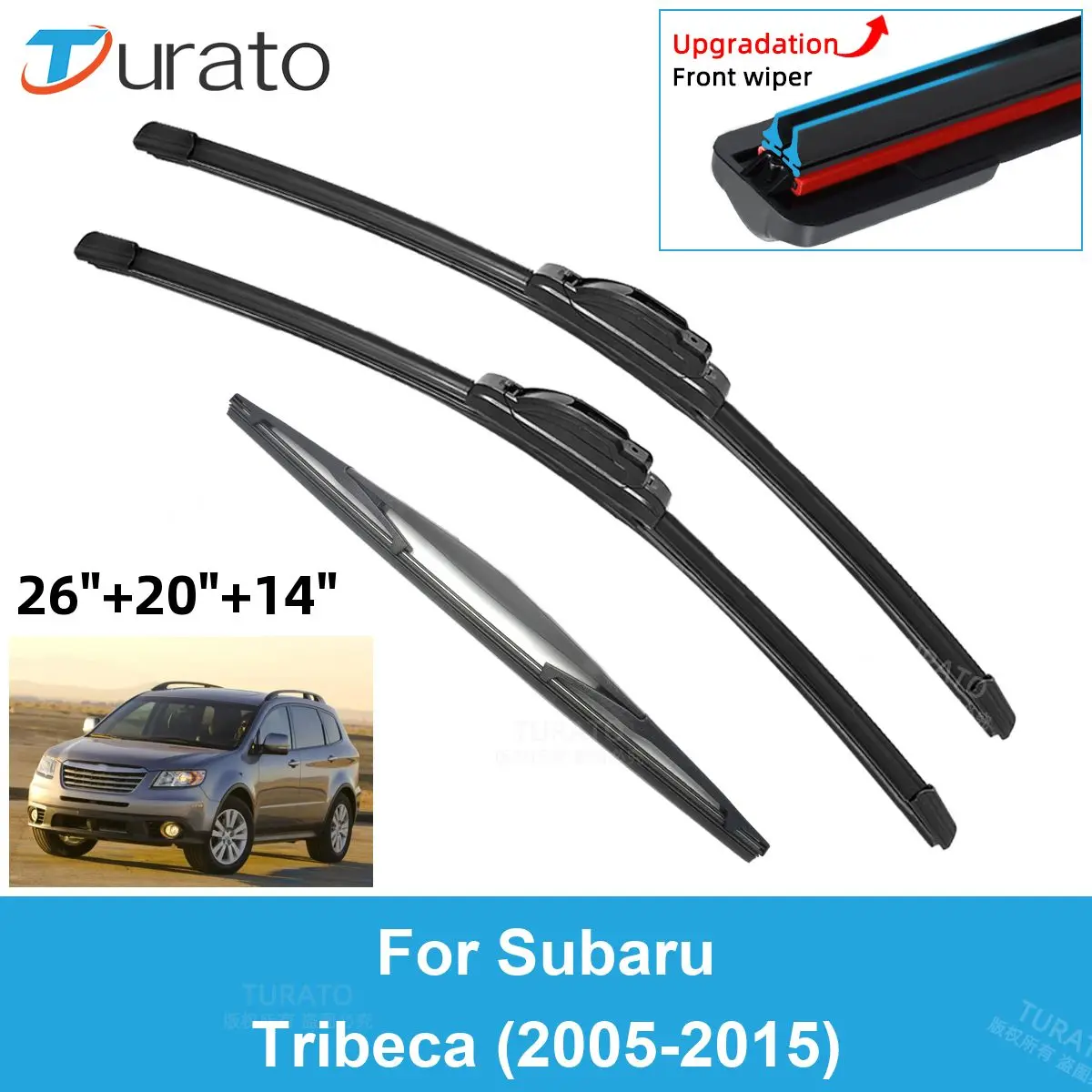 

3PCS Car Wiper Blades for 2005-2015 Subaru Tribeca Rear Windshield Wipers Double Rubber Car Accessories 2011 2012 2013 2014 2015