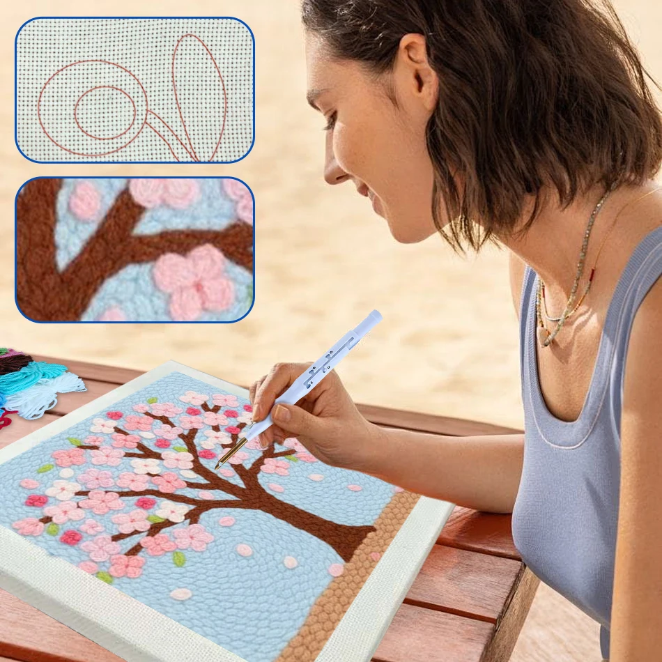 

GATYZTORY punch needle embroidery package scenery Knit Yarn Adults Crafts Art and crafts with needles Sewing kit Home Decoration