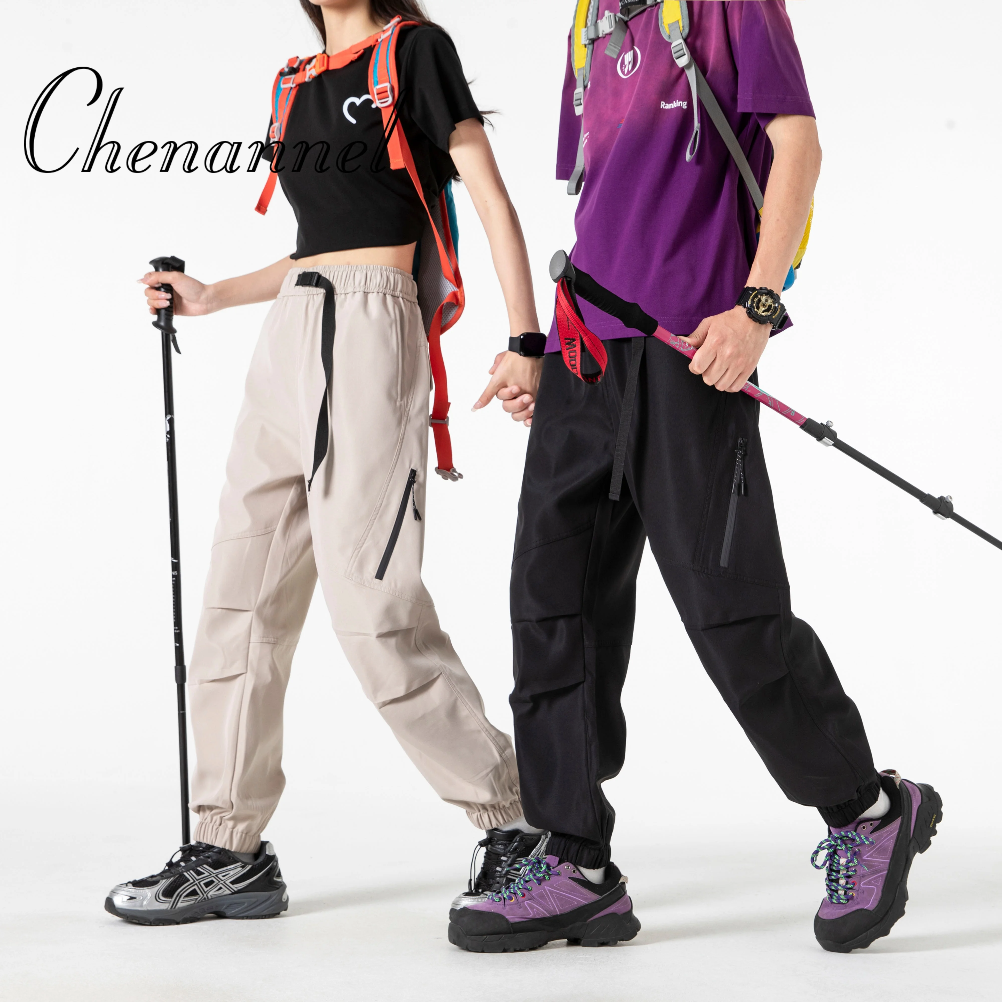 

Work attire long pants men's outdoor mountaineering straight-leg windbreaker pants high street drawstring casual sport pants