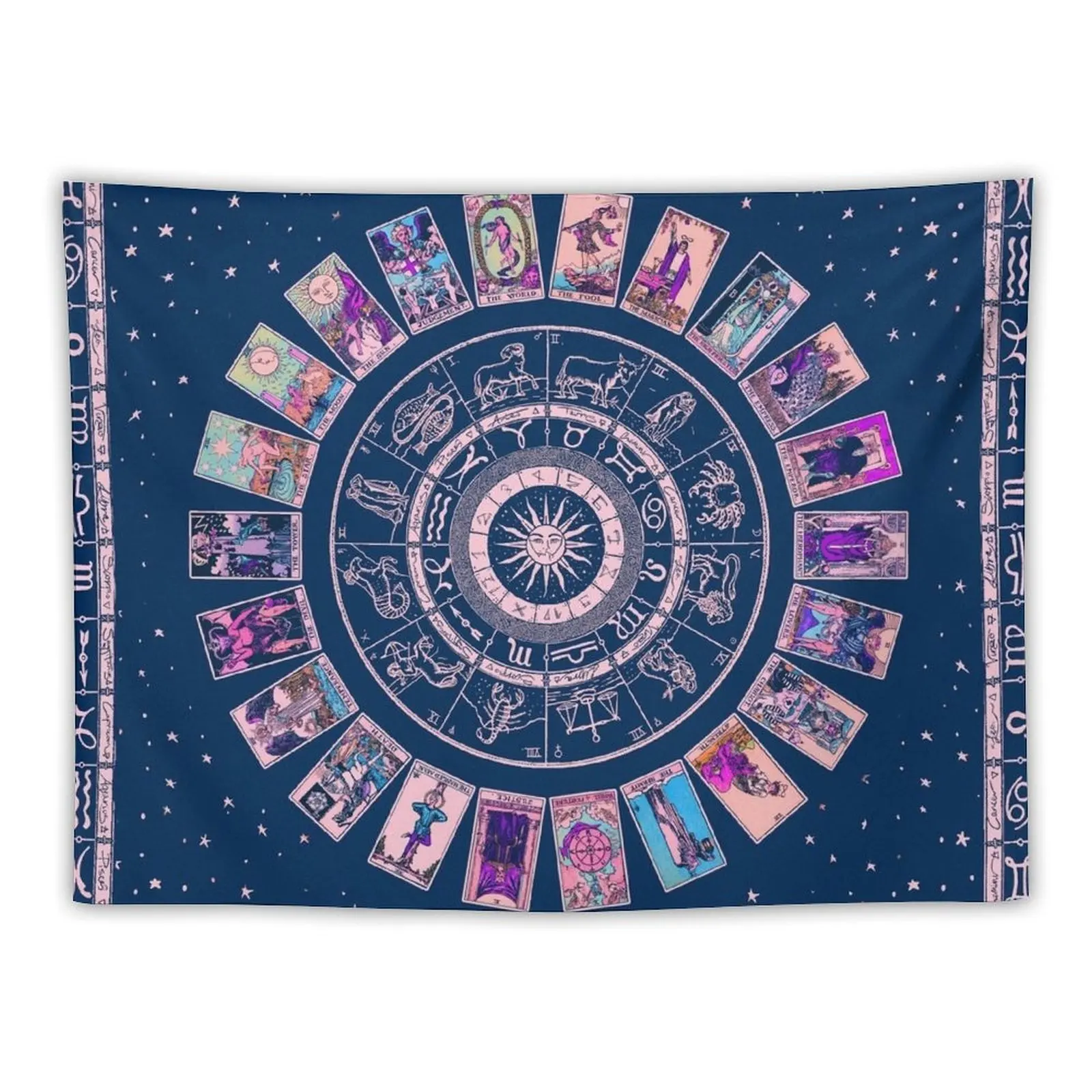 

Pastel Goth Zodiac, Astrology Chart & the Major Arcana Tarot Tapestry Decorations For Room House Decor Tapestry