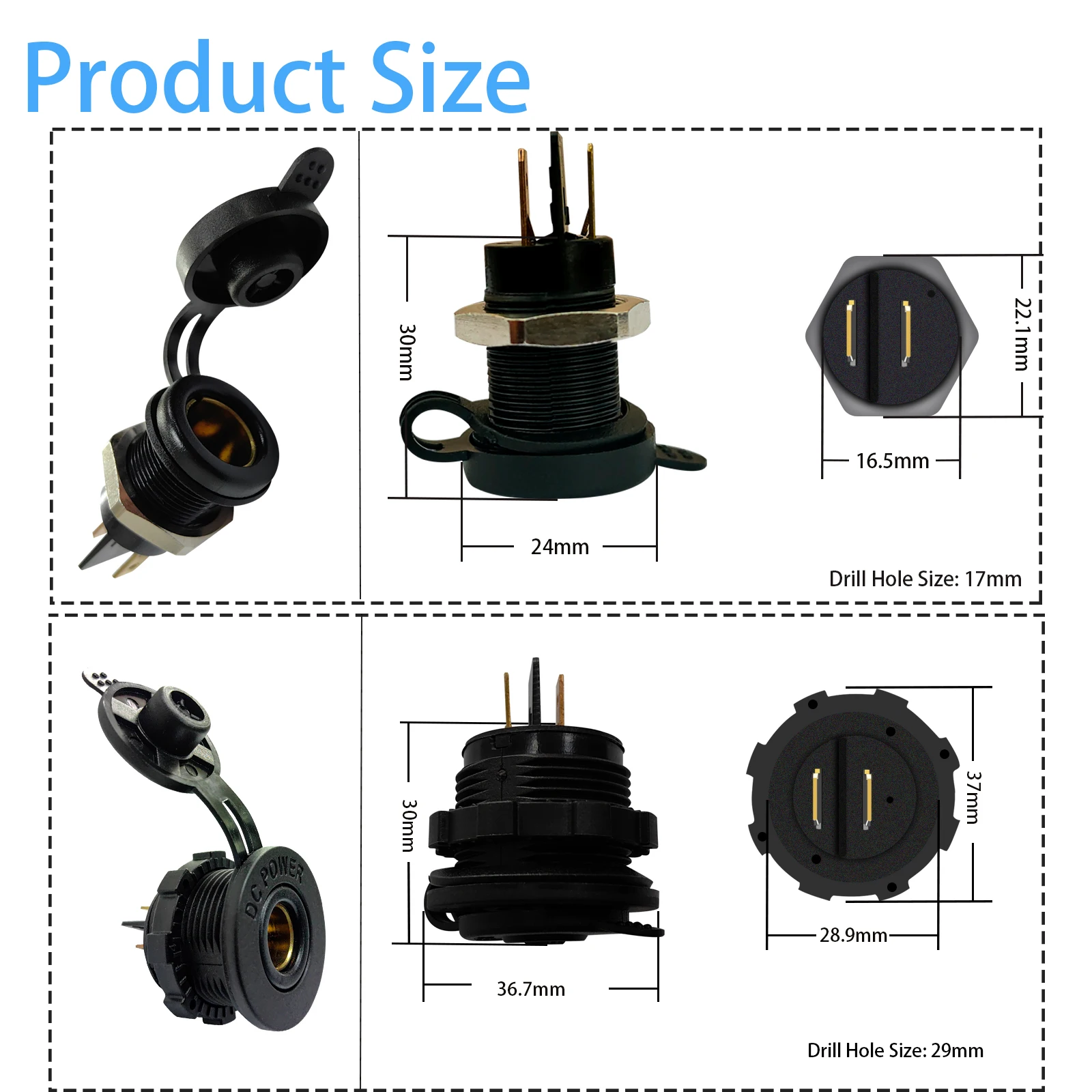 12V Waterproof DIN Hella Socket Mount Cigarette Lighter USB Charger with Hella Din Plug for Car Motorcycle BMW Boat RV Universal
