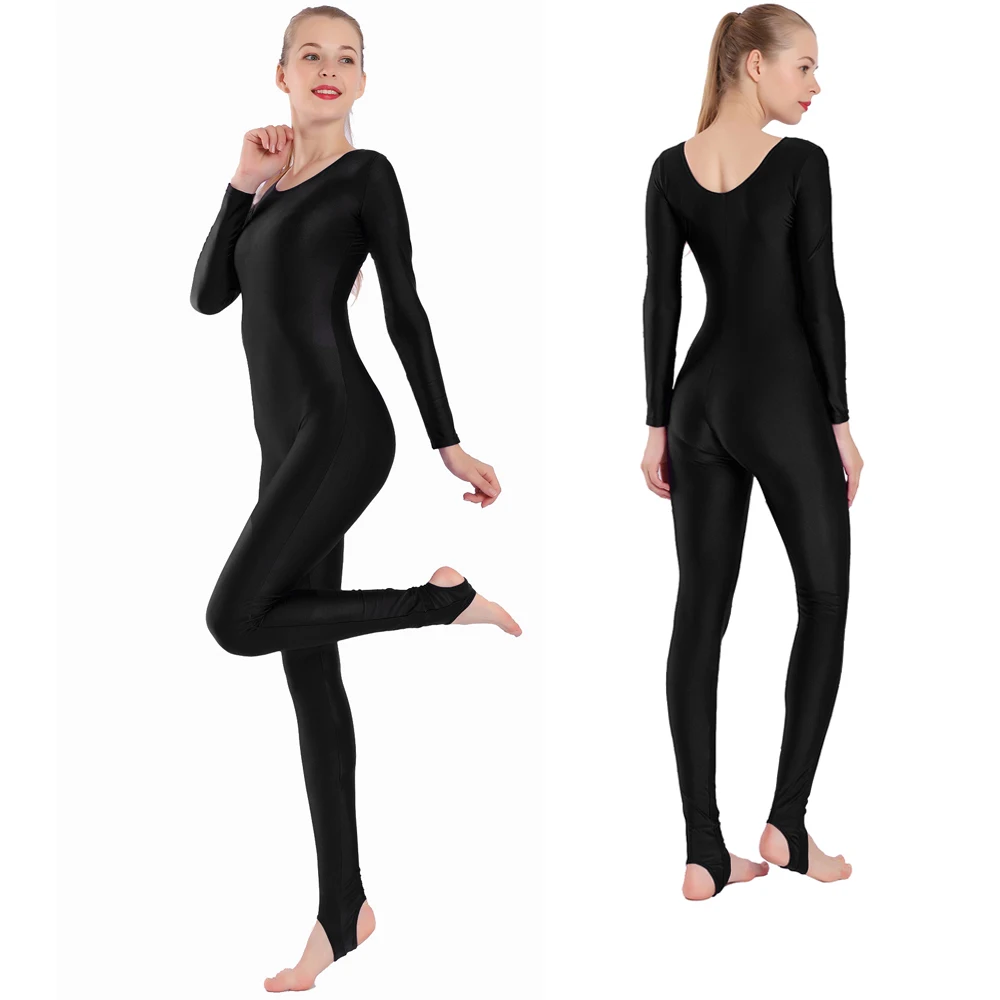 AOYLISE Women Ballet Dance legging Unitard Romper Long Sleeve Bodysuits Spandex Footed Jumpsuit Gymnastic Yoga Costume Adults