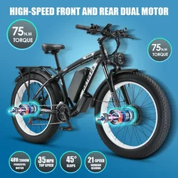 Electric Bike 2000W Motor 48V/23AH Battery City Men & Women Electric Bike 26 Inch Tire Adjustable Variable Speed Electric Bik