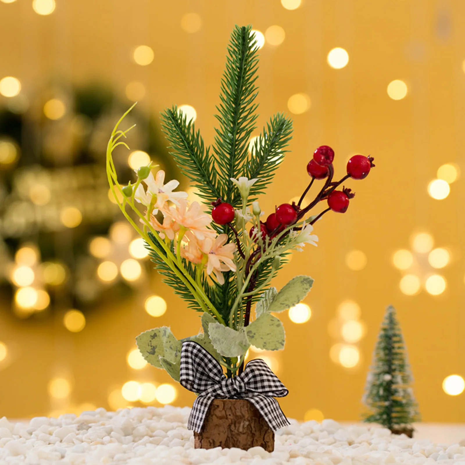 

2Pcs Mini Christmas Tree Tabletop Artificial Xmas Tree Decor for Home Office Shop Window Christmas Scene Desktop Adornment