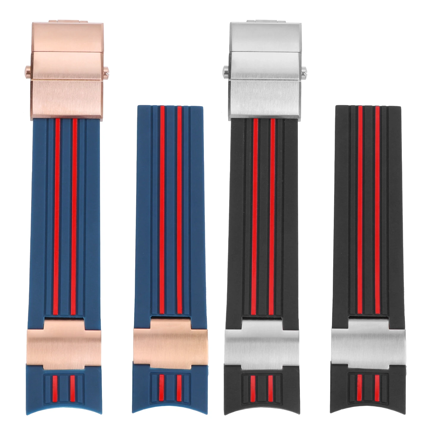 22 مللي متر منحني سيليكون حزام ل أثينا 263 الغوص الإبحار أوليس ناردين المطاط مقاوم للماء الرياضة سوار حزام الساعات مع أدوات