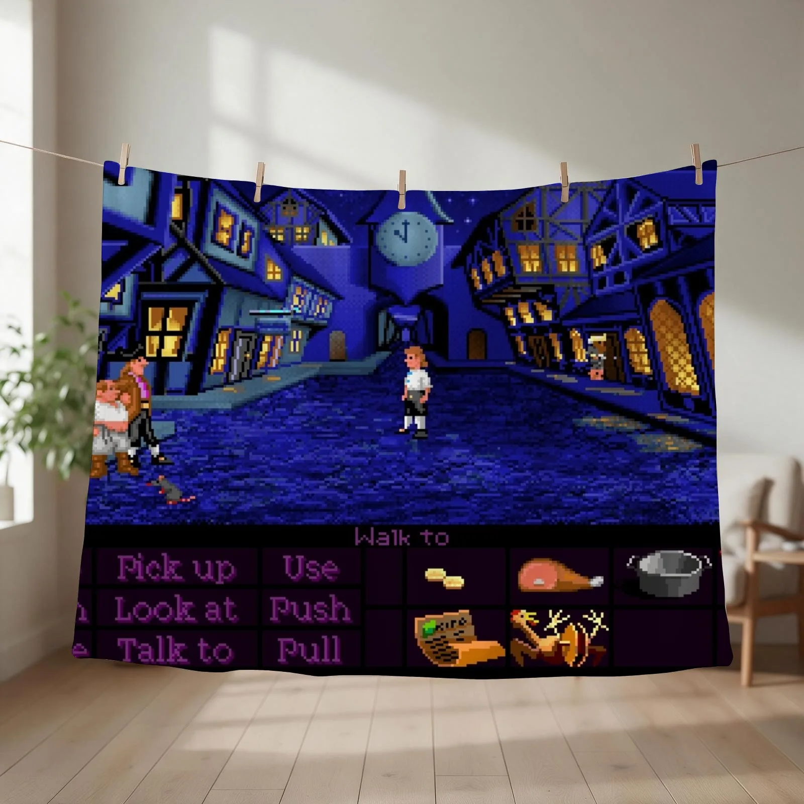 Melee Island streets (Monkey Island 1) Throw Blanket couch cozy soft plush fuzzy picnic outdoor blanket