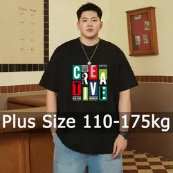 Herren übergroßes T-Shirt plus Größe 4xl 5xl 6xl 7xl bedruckte T-Shirts 110-175kg Herbst Sommer Baumwolle T-Shirt Rundhals ausschnitt Kurzarm Tops