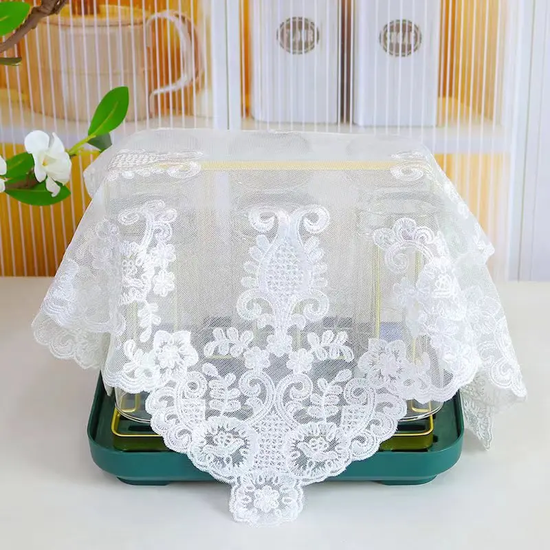 

Europe Mesh white flower Embroidery table cloth cover wedding tablecloth kitchen Christmas Table decoration and accessories