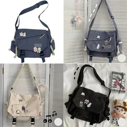 Naylon çanta genç omuzdan askili çanta öğrenci okul çantaları için askılı çanta büyük kapasiteli Crossbody çanta