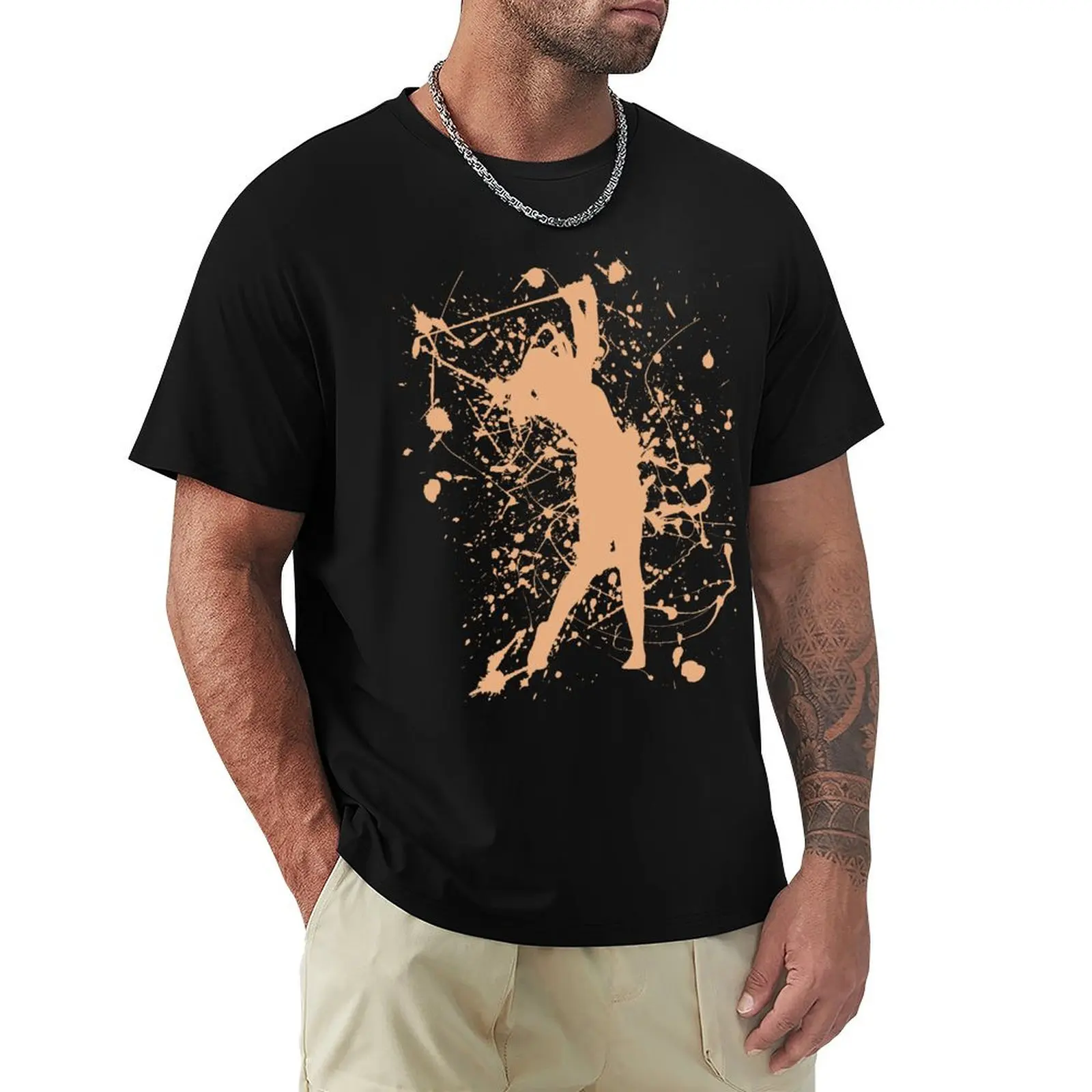 Peach Paint Splatter Golfer T-shirt vintage sports fans quick drying clothes for men