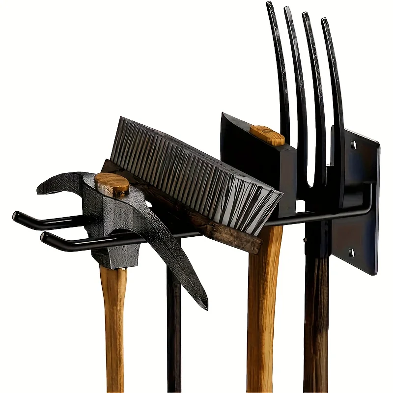 A Wall-Mounted Metal Tool Holder / 1pc - Versatile Garage And Garden Rack for Shovels, Rakes, And Brooms - Durable Storage Hooks image 4