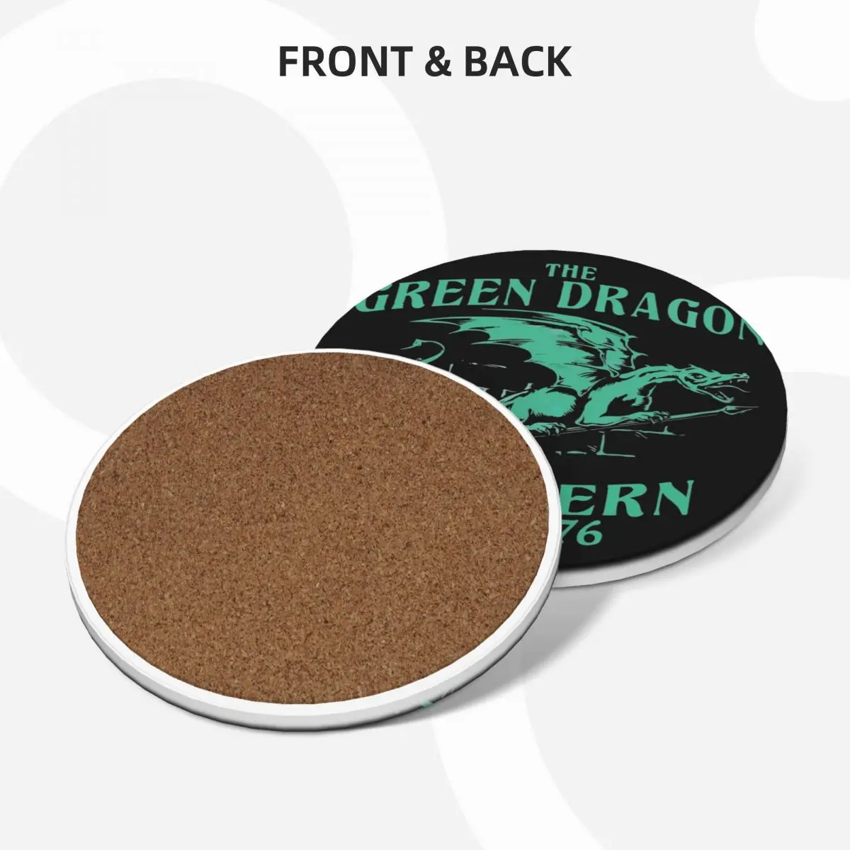 The Green Dragon Ceramic Coasters (Set of 4) cute cup pot Coasters