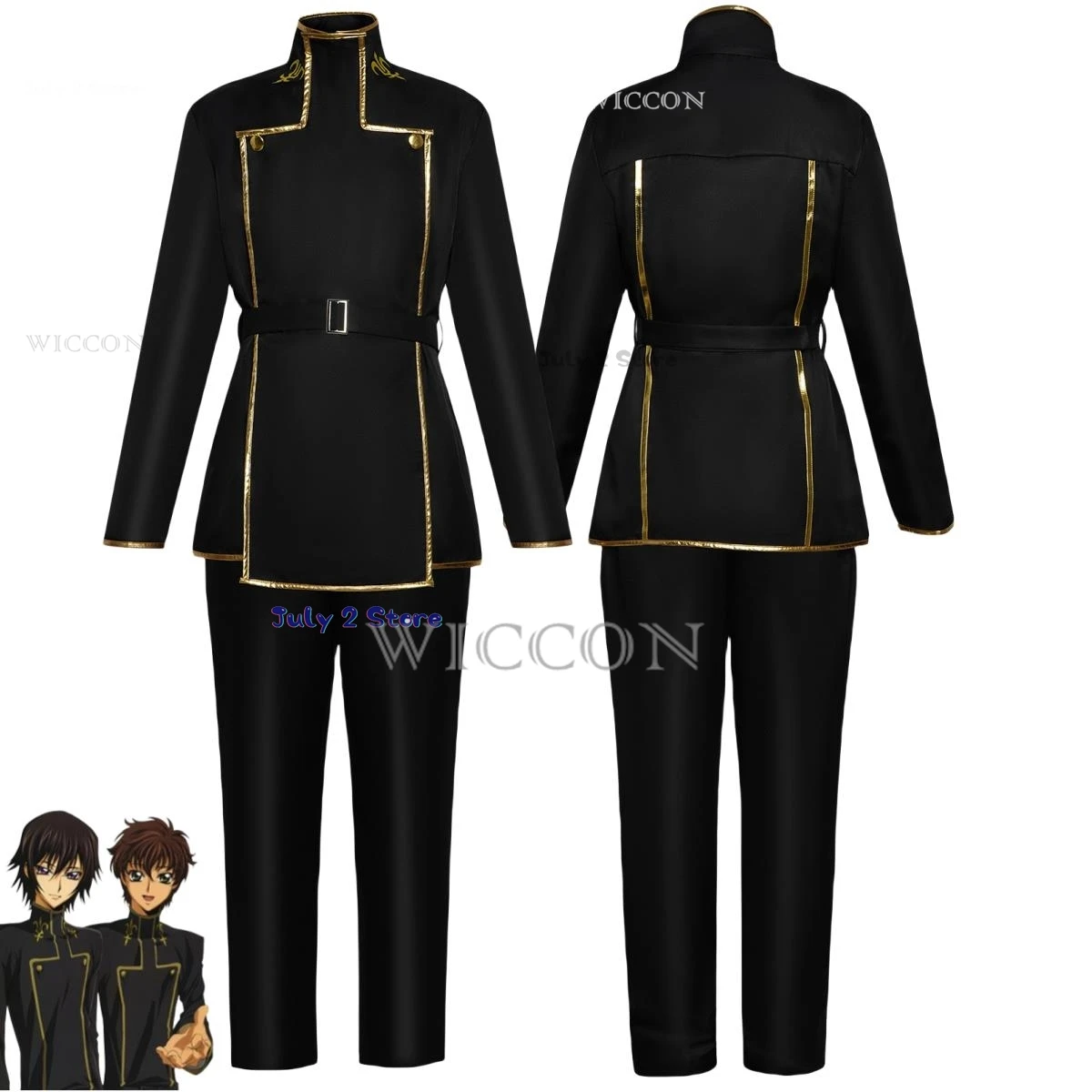 CODE Anime GEASS Lelouch van De Opstand Lelouch Lamperouge Cosplay Kostuum Vi Britannia Pruik Zwart Uniform Man Carnaval Pak