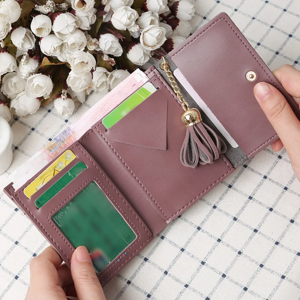 

Women Trifold Wallet PU Scratch Tassel Multi-Card Coin Purse Large Capacity Clutch Purse Fashion Women Fashion Wallet