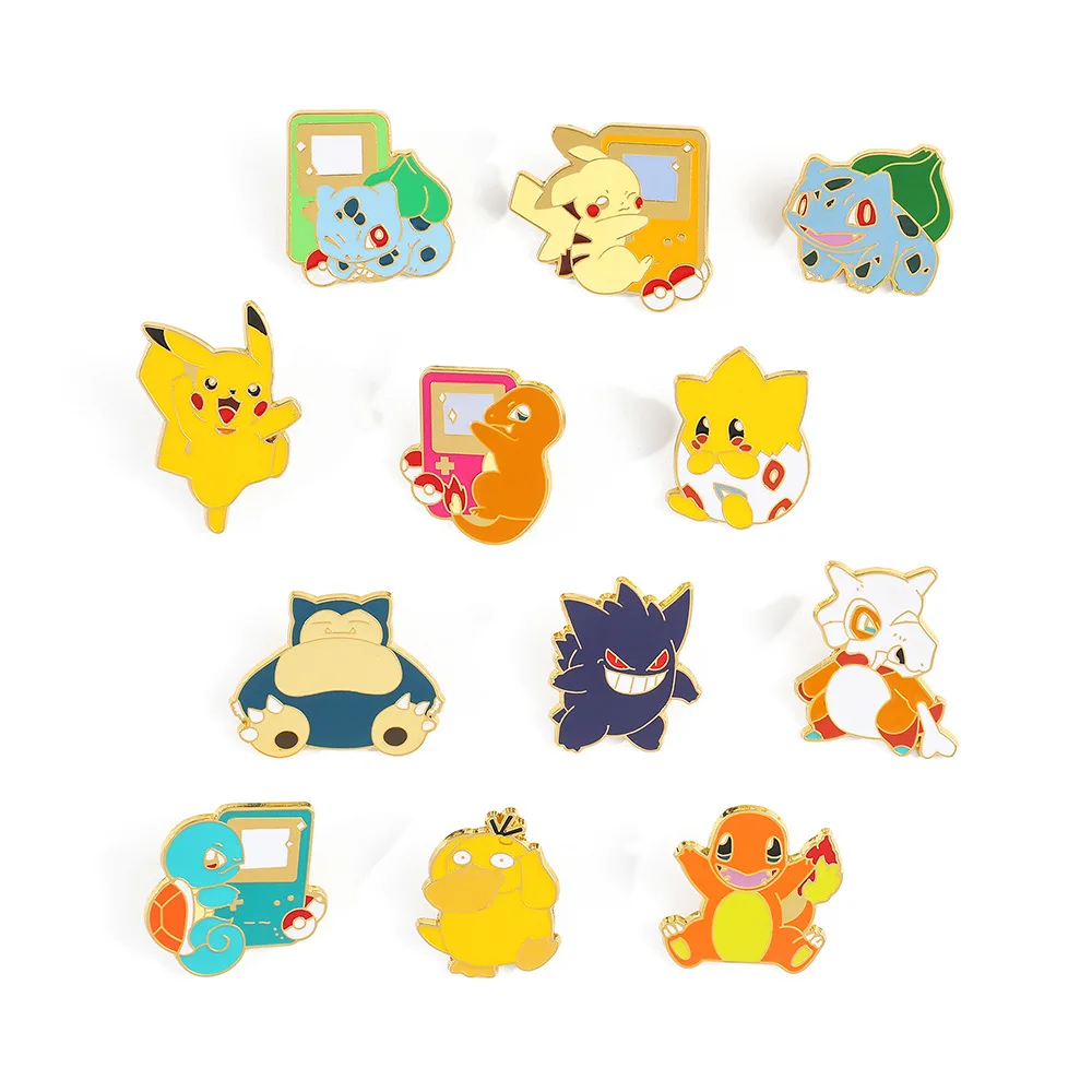 Pokemon Personalized Anime Cartoon Brooch Pikachu Cubone Psyduck Snorlax Charmander Squirtle Bulbasaur Cute Metal Badge Gifts