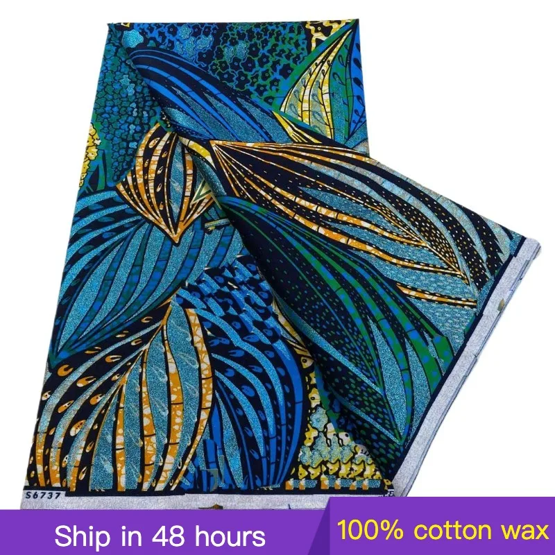 Grand Super 100% Cotton African Wax High Quality Wax Ankara Print Fabric For Sewing 6 yards Women Dress Fabric