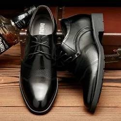 fashion Mens leather shoes wedding Business dress Nightclubs oxfords Breathable Working lace up shoes  men's shoes tyh6