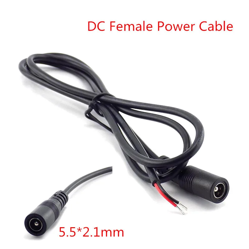 DC macho e fêmea Plug cabo conector, cabo de alimentação, extensão para CCTV, LED Strip Light, fio adaptador, 5.5x2.1mm, A7, 0.25m, 1m, 3A