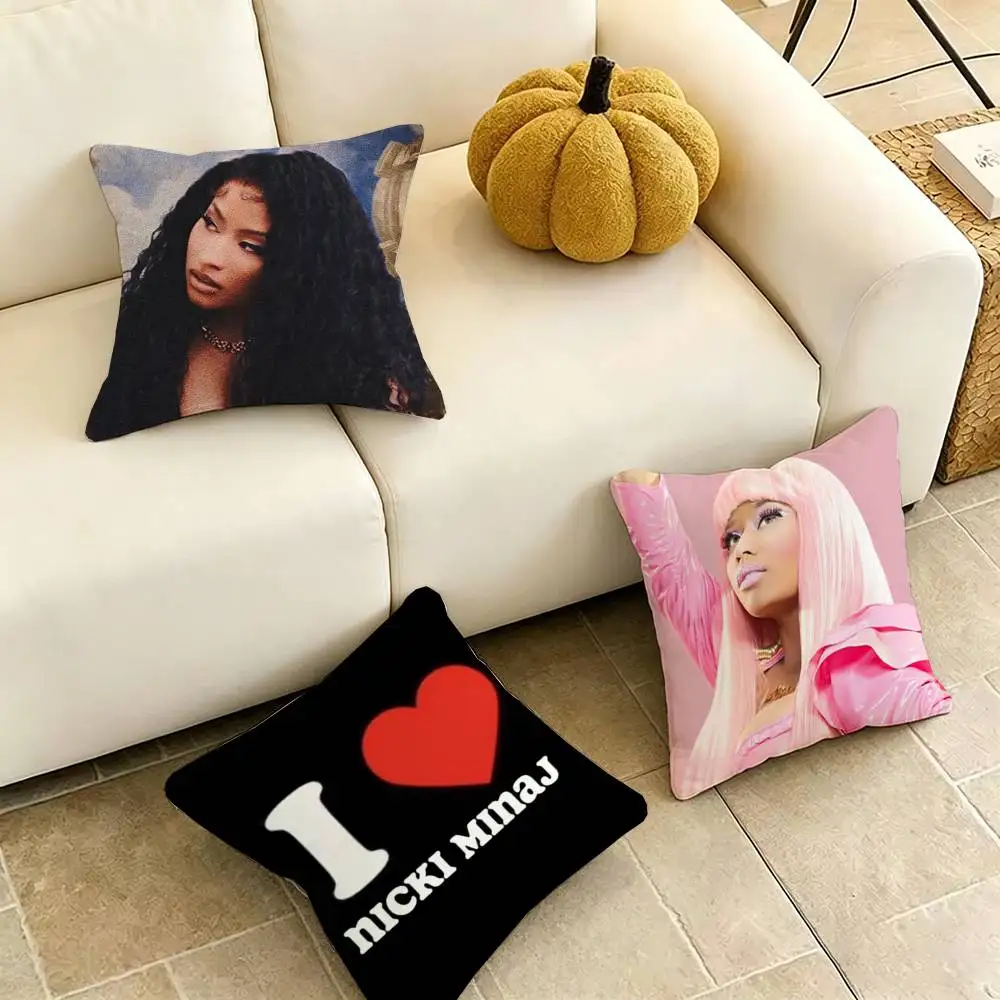 

Nicki Minaj Queen of Rap Pillow Case Square Double-Sided Sofa Cushion Cover Bedroom Bedside Pillow Gift