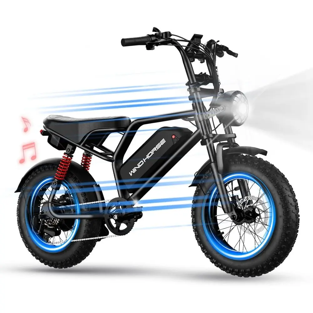 

1255W Peak Electric Bike or Teens,16 * 4''at Tire,20–28 MPH, 65 Mile Range,48V 748.8Wh Removable Battery,ull Suspension Mountain