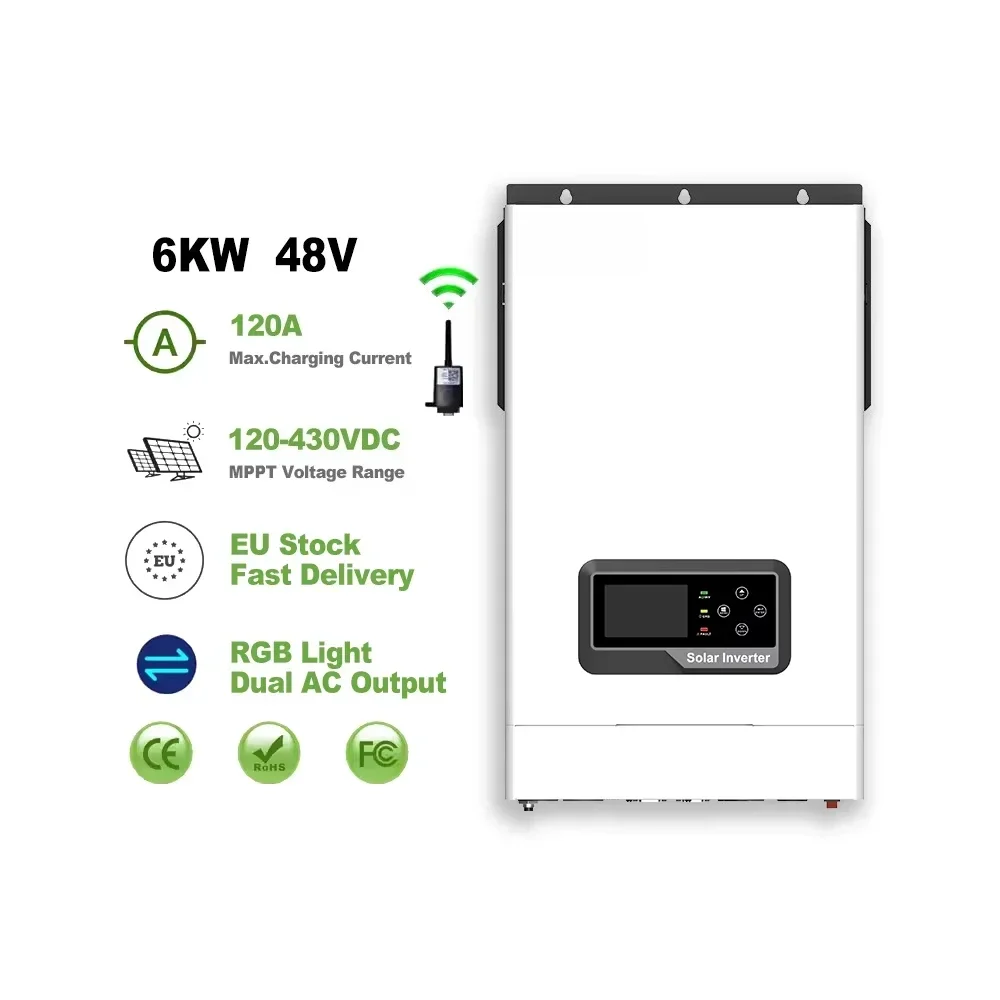 

6KW 48V Pure Sine Wave Solar Inverter with Dual MPPT and 100A Charging Current