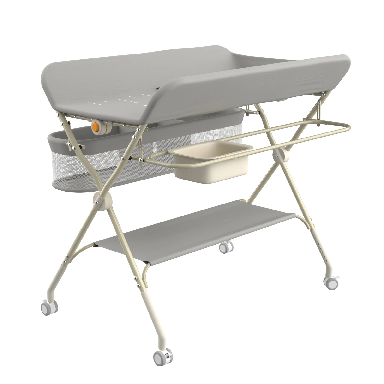 Table à Langer Pliable et Portable, Table à Langer Bébé Charge 11KG, avec Bassin d'Eau Panier de Ran