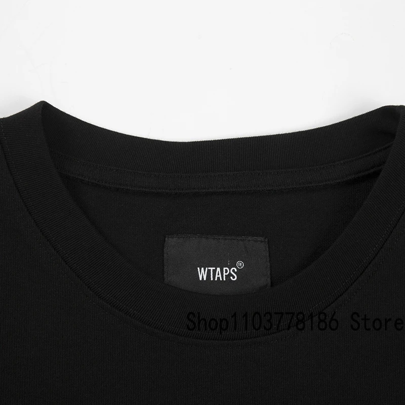 New WTAPS T-shirt Classic Black Green Back Letter Print Roundneck Short Sleeve Loose Breathable Cotton Wtaps Top Men Streetwear