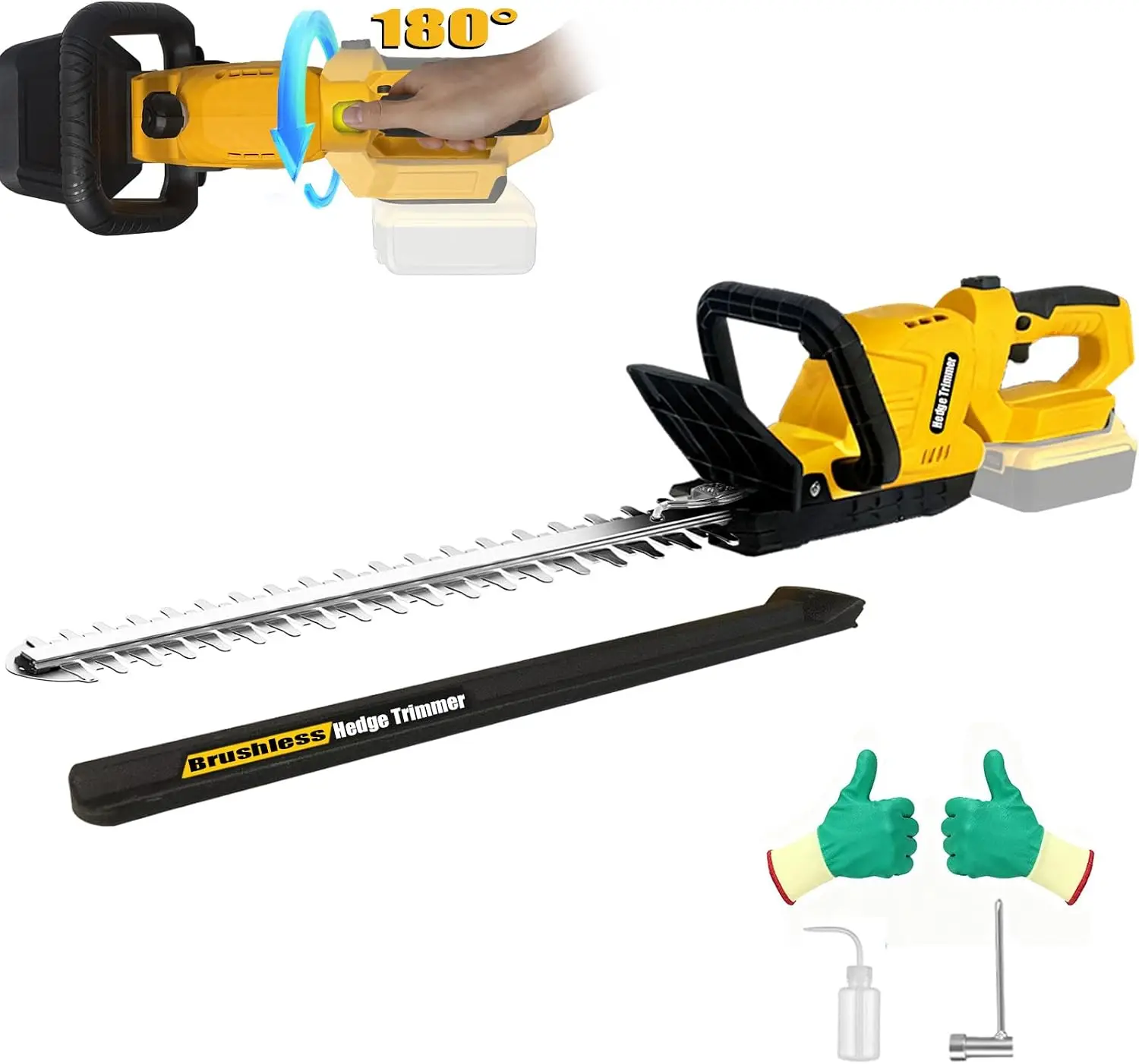 Cordless Hedge Trimmer, 22-Inch Blade, Battery-Operated Hedge Cutter Compatible with 20V Batteries