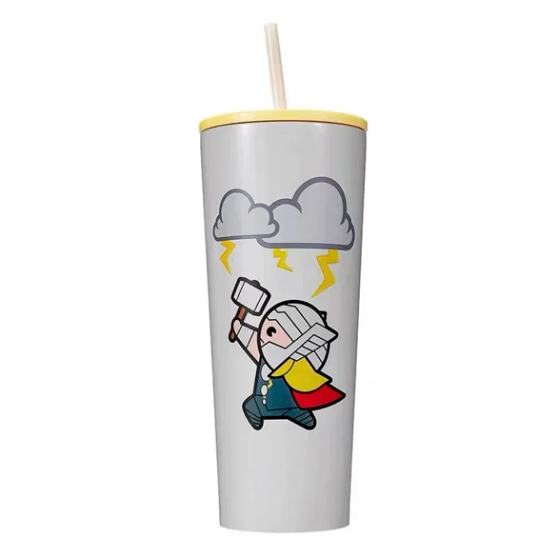 جديد أنيمي مارفل المنتقمون الكرتون كابتن أمريكا ثور الترمس طالب كوب ماء للشرب القش الصيف كوب الثلج هدية بالجملة #4