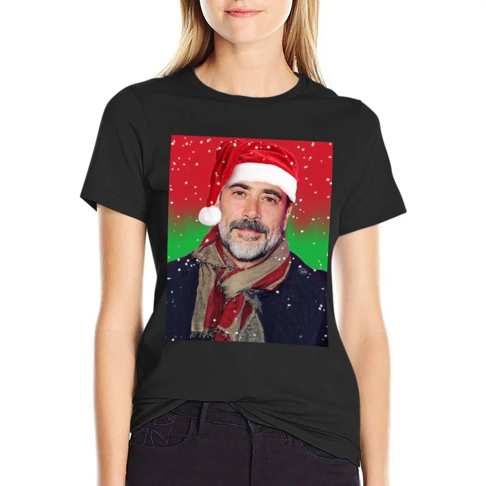 Jeffrey Dean Morgan- christmas T-Shirt korean fashion animal print shirt for girls t shirt Women