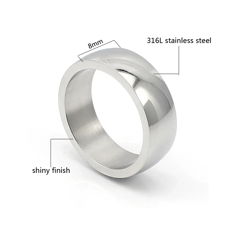 2017 New fashion 316L stainless steel silver color plain shiny rings for men jewelry Wholesale metal fashion jewelry Ring