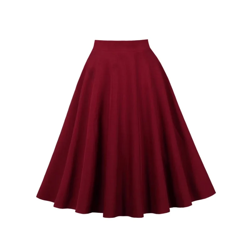 

2026 New Vintage High Waist Midi Skirt Harajuku Elegant Retro High Waist Pure Color Midi Slim A- Line Skirts Women Spring Autumn