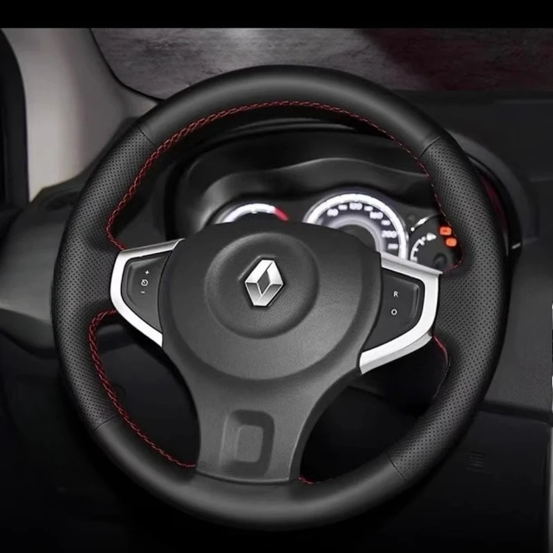Hand Stitched black Leather Car Steering Wheel Cover For Renault 2009-2014 Samsung QM5 PU Leather Braid For Steering Wheel