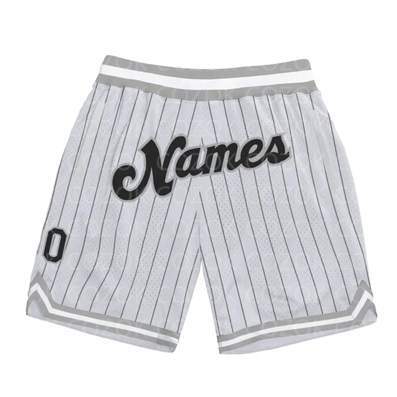 Custom White line Authentic Basketball Shorts 3D Printed Men Shorts Name Mumber Quick Drying Beach Shorts