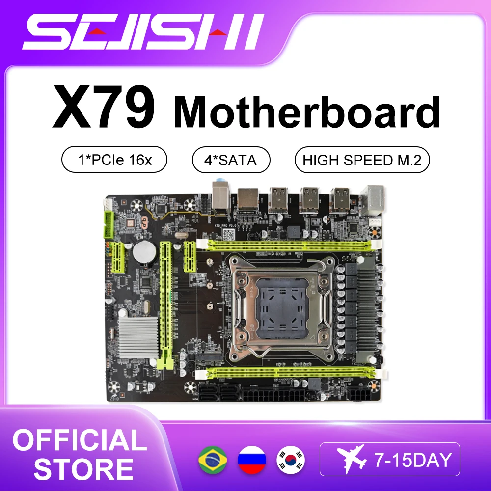 SEJISHI-X79 Desktop Motherboard, DDR3, 64GB, 4 x SATA M.2 Suporte, LGA 2011, Xeon E5, 2630, 2640, 2650, 2660, 2670, 2680 CPU