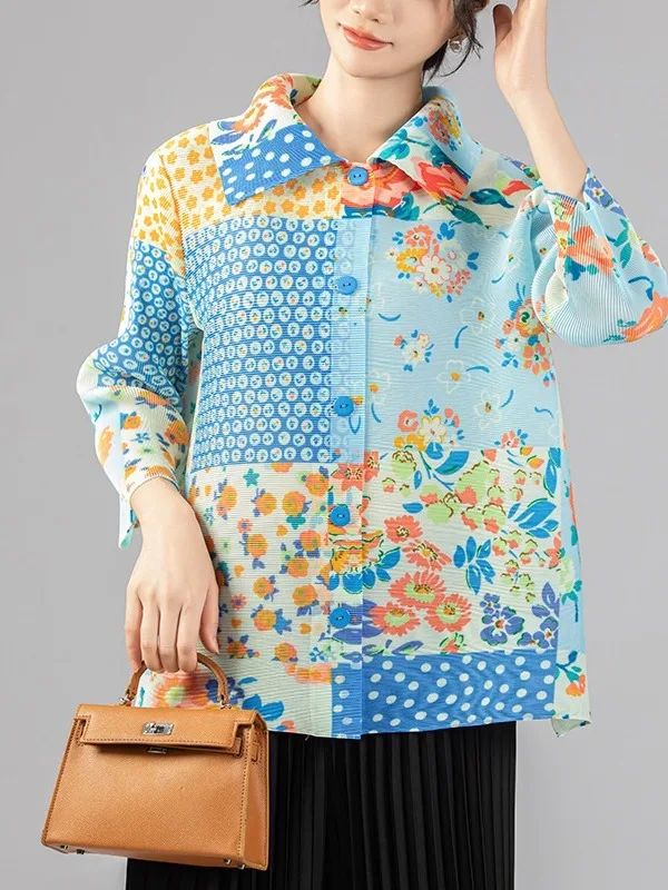 

Loose Women's Pink irt Spring Autumn New Chinese Sle Loose Fit irt Spring Vibration Crease Polyester Casual irt