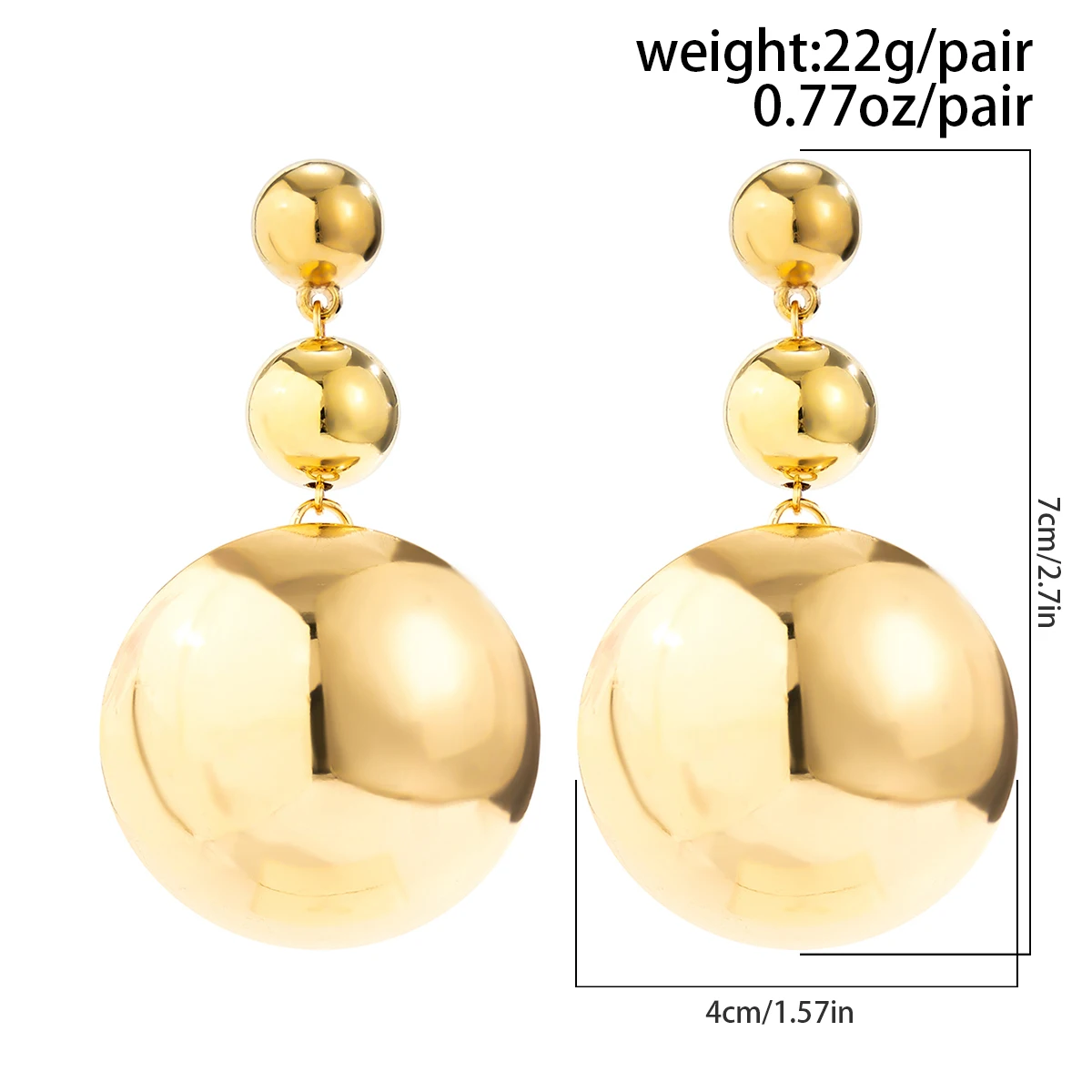 IngeSight.Z Exaggerated Half Ball Bead Pendant Drop Earrings Fashion Statement Gold Color Big Earring Women\'s Punk Party Jewelry