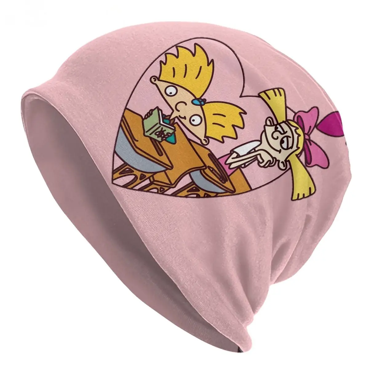 Hey Arnold! Beanies Helga Pataki Heart Beanies Caps Men Vintage Warm Thermal Elastic Bonnet Knit Hat