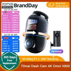 Global Version 70mai Dash Cam 4K Omni X800 360° Rotating Dual-Channel HDR Supported 4G Compatible Supercapacitor 70mai X800 Omni