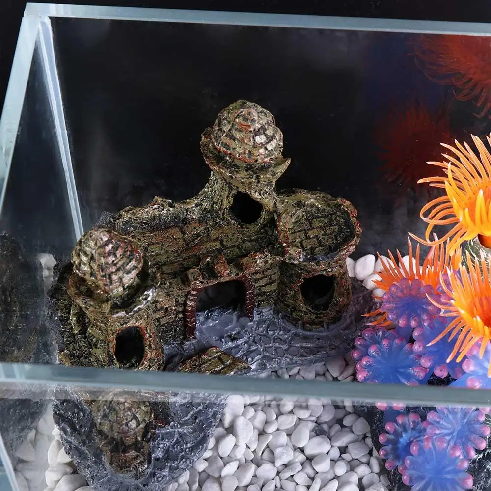 Simulação de resina casa de peixes falsos torre ornamentos de aquário castelo coral acessórios de aquário