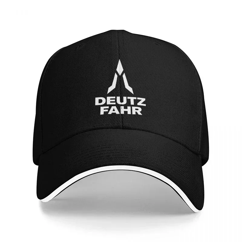 Новая бейсболка DEUTZ FAHR с логотипом, черная с белой отделкой, классический крой, регулируемая, для активного отдыха и повседневной носки.