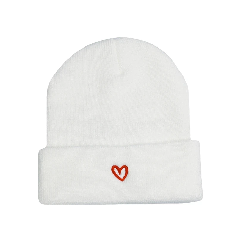 Warm Love Embroidery Knit Hat Unisex Couple Skull Hat Candy Color Ski Knitted hat Outdoor Casual Cold Hat Beanie Bonnet Cap