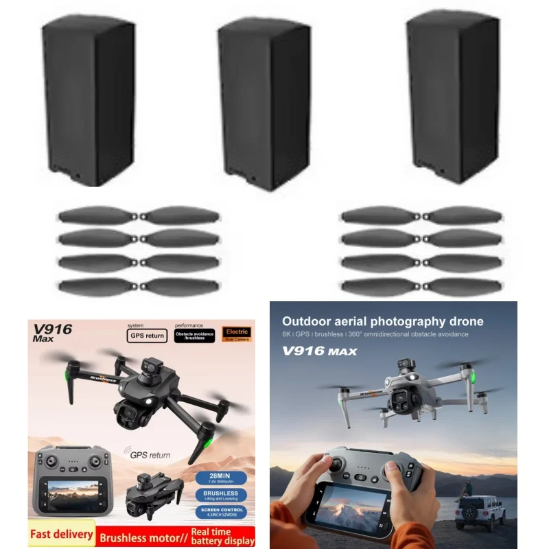 Original 7.4V 3000mAh V916 Max Screen Drone Battery V916 max RC Quadcopter Spare Battery V916 MAX Dron Battery Accessories