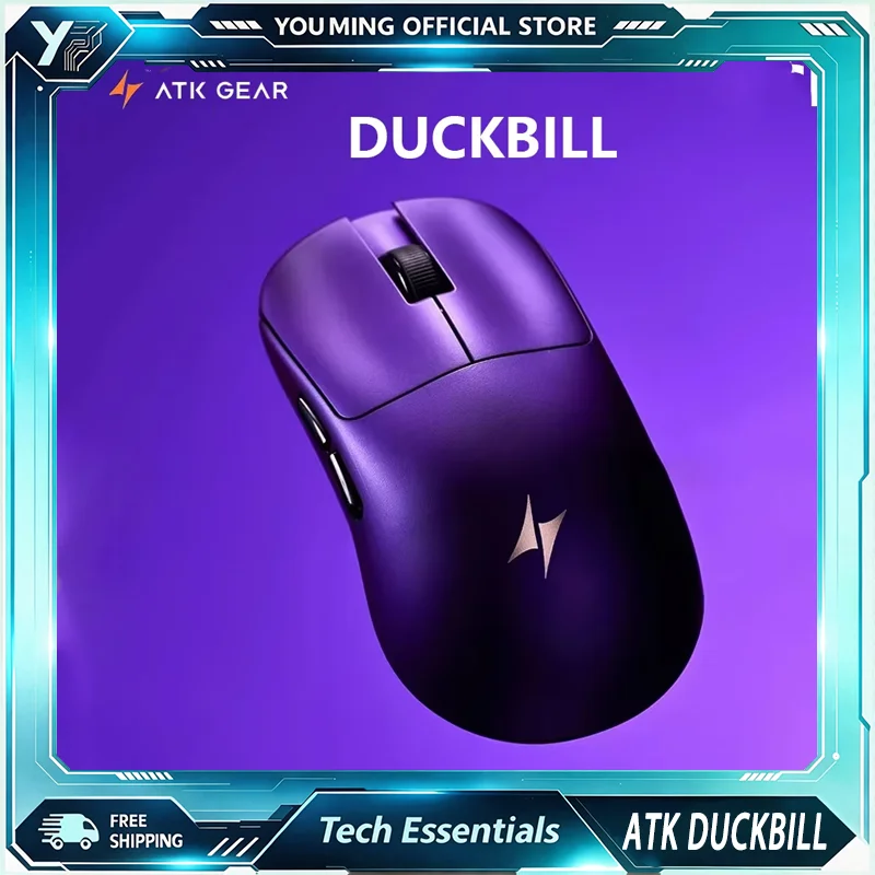 ATK DUCKBILL Wireless Gaming Mouse UltraLightweight Tri‑Mode PAW3955 Sensor 8K Polling Rate Ergonomic Mice For PC Laptop Esports
