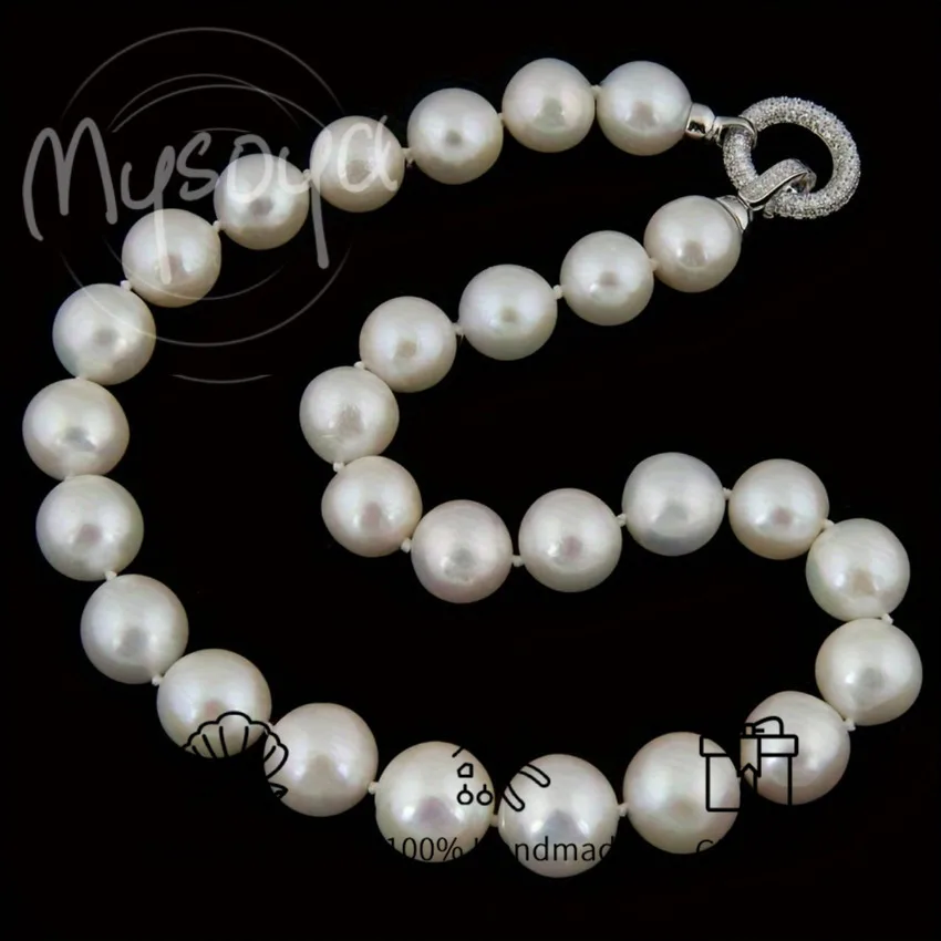

MYSOYA 11-13 мм белое элегантное ожерелье из пресноводного жемчуга Эдисона с подарочной коробкой идеальный подарок на свадьбу, день рождения, Рождество, Новый год