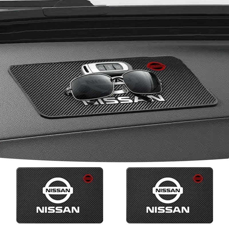 Car Silicone Non-Slip Mat Interior Console Emblem Badge Anti-Slip Pad For Nissan X-trail Qashqai Note Juke Sentra Patrol Navara