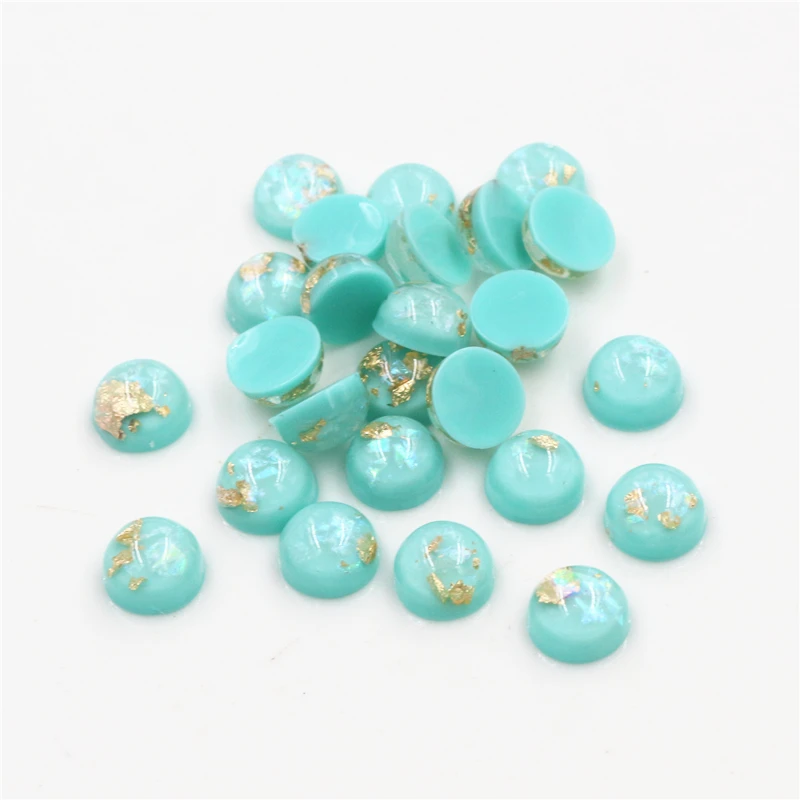 

New Fashion 8mm 10mm 40pcs Light Apple Colors Built-in metal foil Flat back Resin Cabochons For Bracelet Earrings accessories