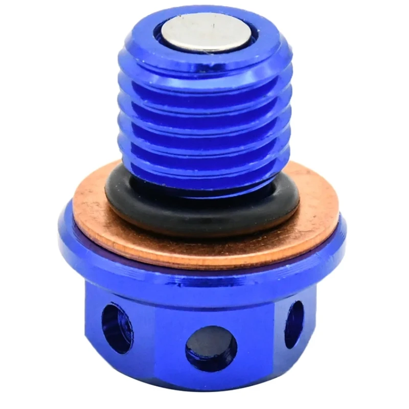 Universal Aluminum Magnetic Oil Drain Plug with Gasket for Motorcycle ATV Scooter Engine Oil Sump Bolt Replacement