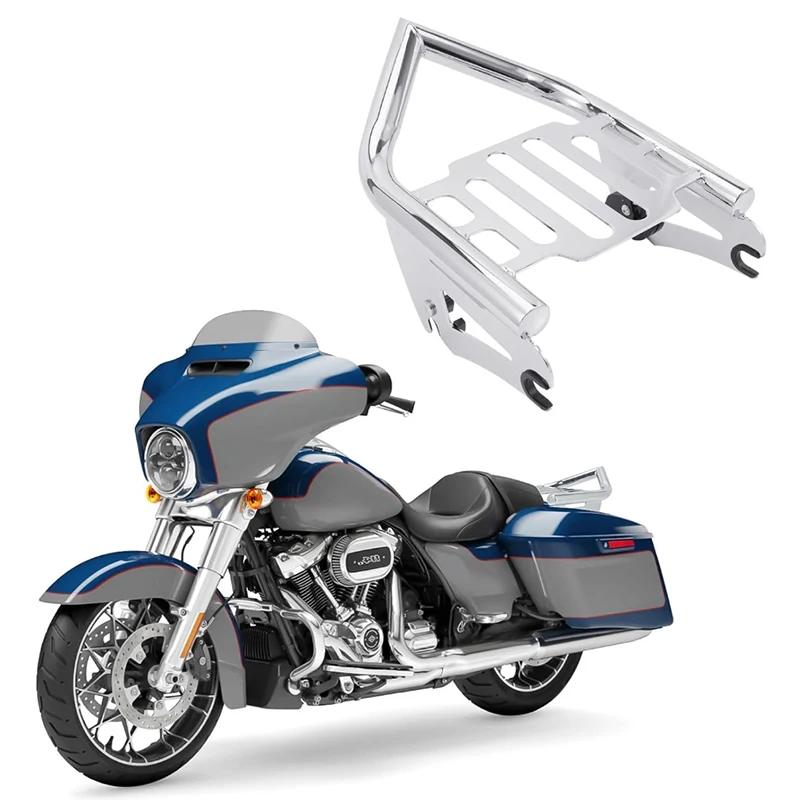 

Rear Grab Handles Bracket Kit, Luggage Rack Fit for Harley Touring Street Glide Road King Road Glide 09-24,Chrome & Gloss black