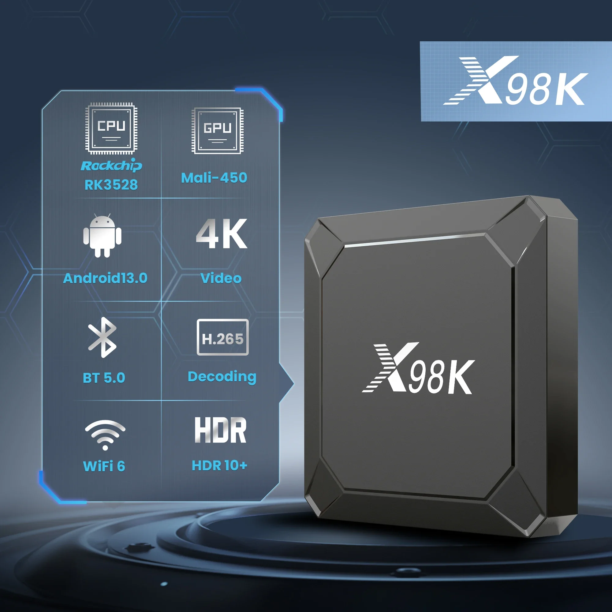 X98K Android 13 Smart TV Box Wifi 6 Rockchip RK3528 2G 16G 2.4G 5G Dua WIFI BT 5.0 4GB 32GB Set Top TV Box Media Player PK X98Q